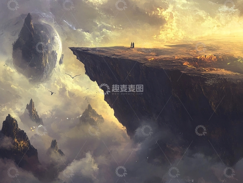 高清大图下载【趣麦麦图】悬崖边上的孤独身影