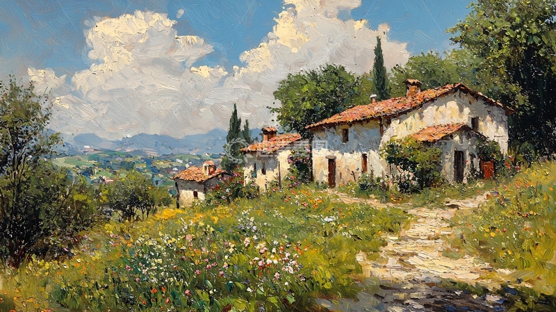 高清大图下载【趣麦麦图】阳光下的乡间小屋