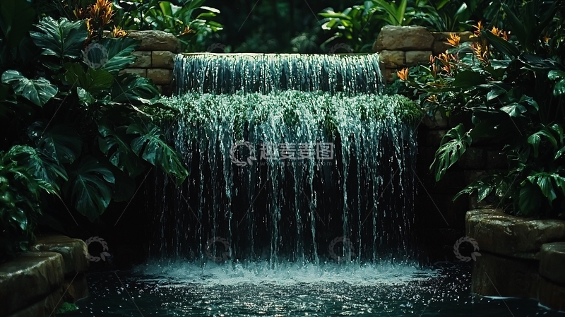 高清大图下载【趣麦麦图】热带雨林瀑布景观