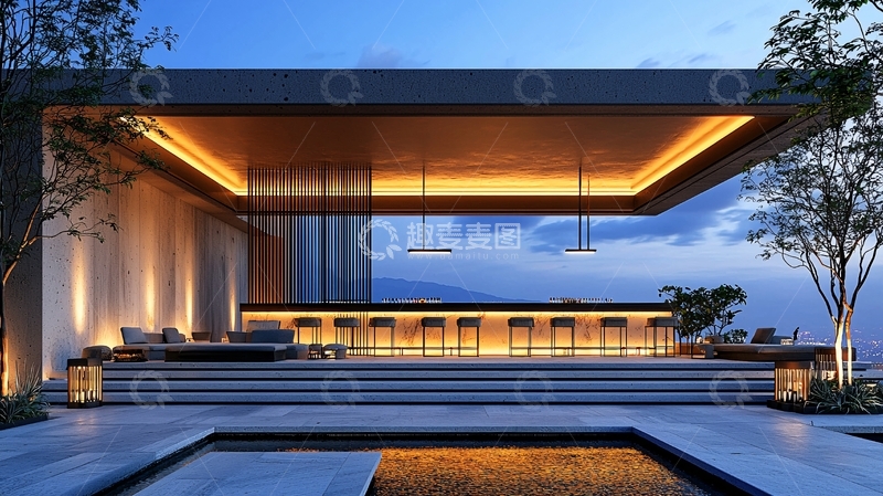 高清大图下载【趣麦麦图】现代简约建筑夜景