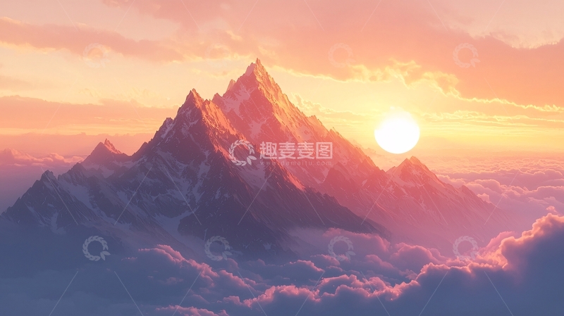 高清大图下载【趣麦麦图】日出山峰云海