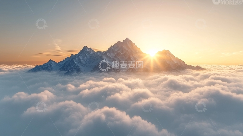 高清大图下载【趣麦麦图】云海日出雪山