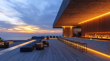 海边日落酒吧夜景