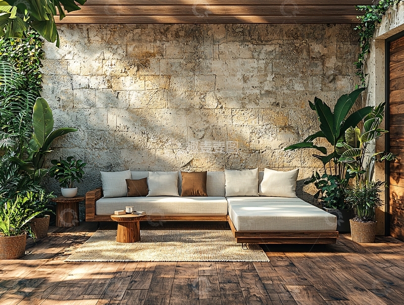 高清大图下载【趣麦麦图】户外沙发庭院日光