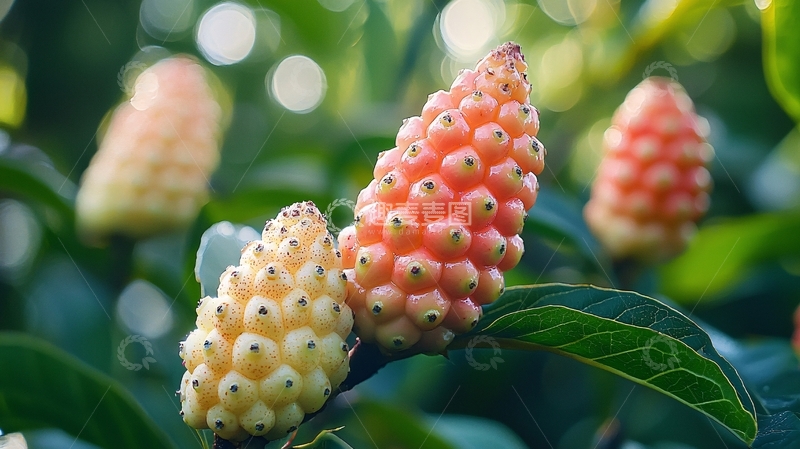 高清大图下载【趣麦麦图】粉红色和淡黄色锥形浆果