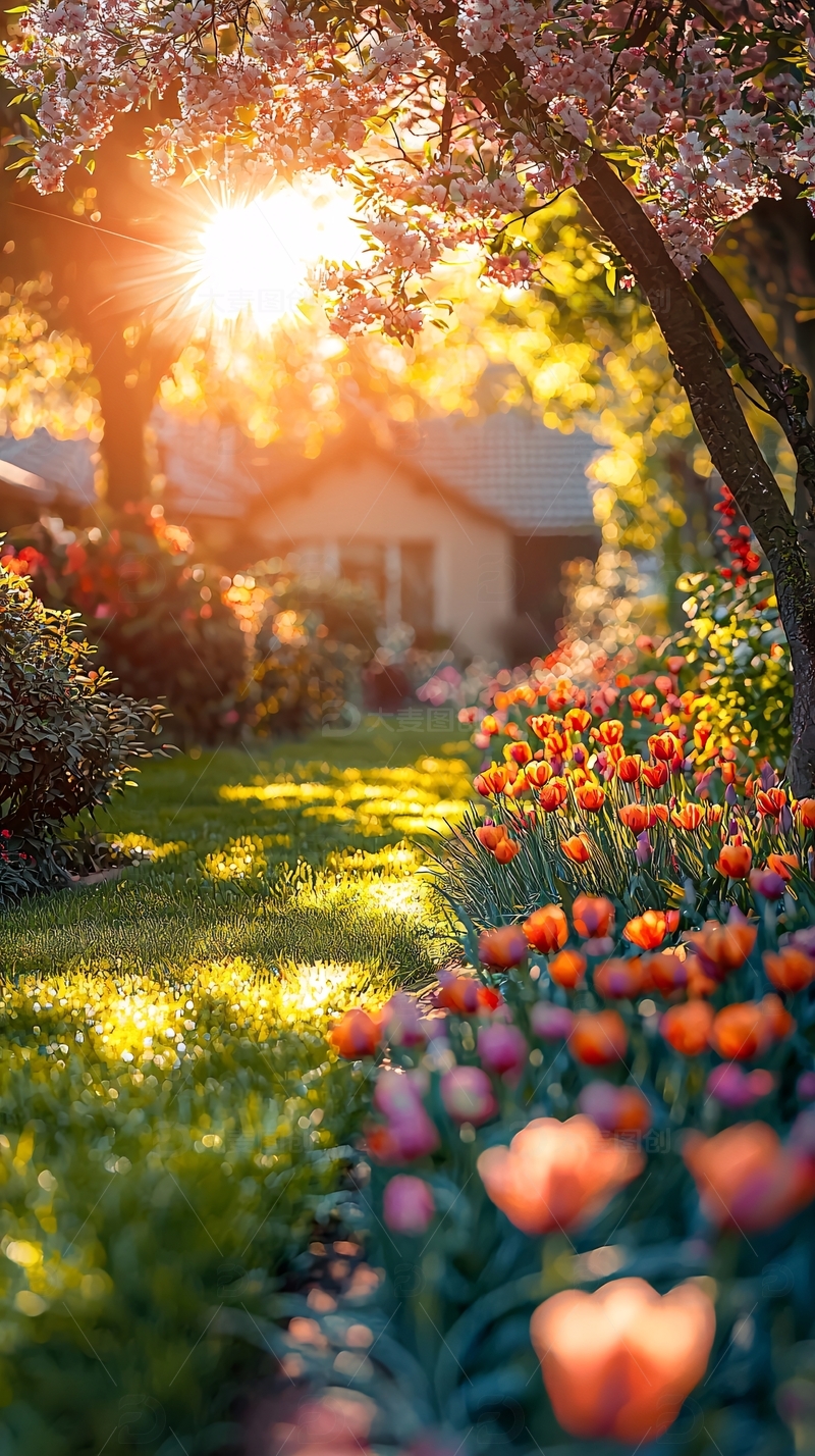 春日花园阳光洒满小路