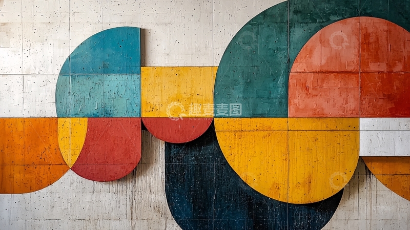 高清大图下载【趣麦麦图】抽象几何彩色拼贴