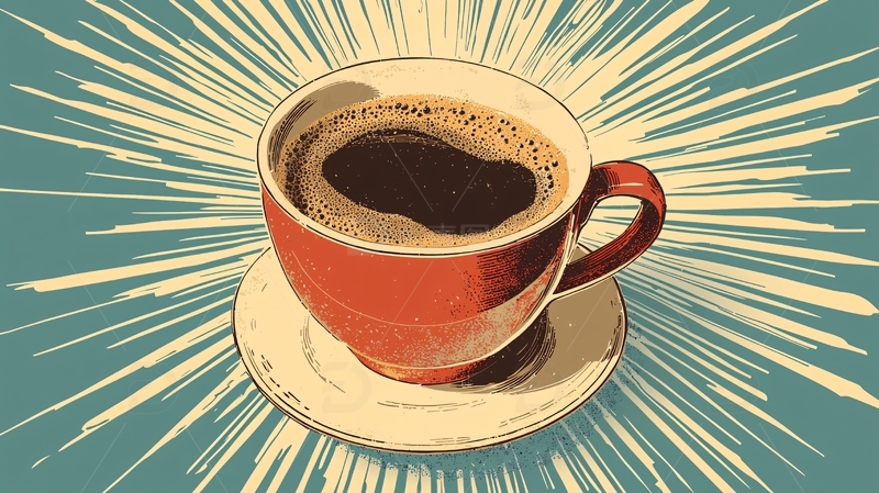 高清大图下载【趣麦麦图】复古红杯咖啡