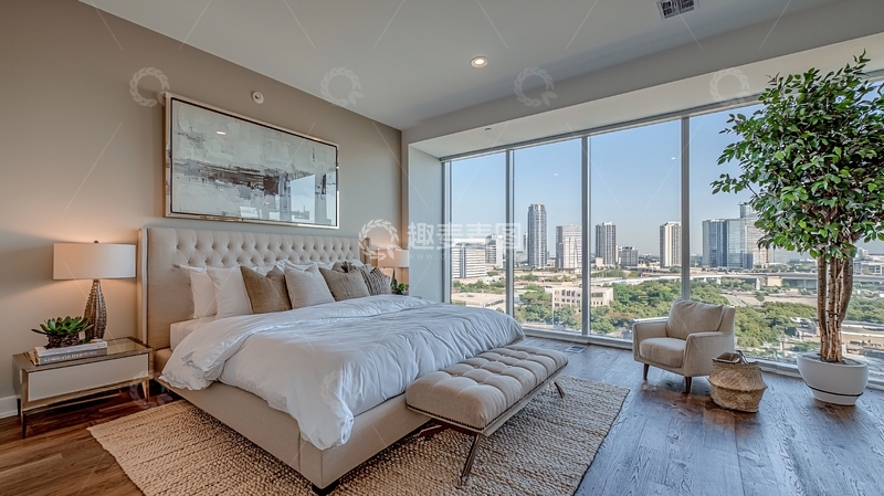 高清大图下载【趣麦麦图】现代简约卧室落地窗景观