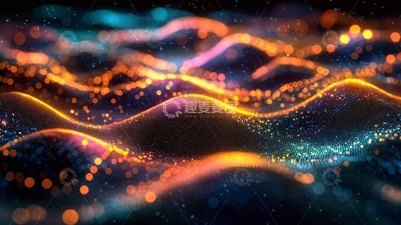 高清大图下载【趣麦麦图】流光溢彩的粒子波浪