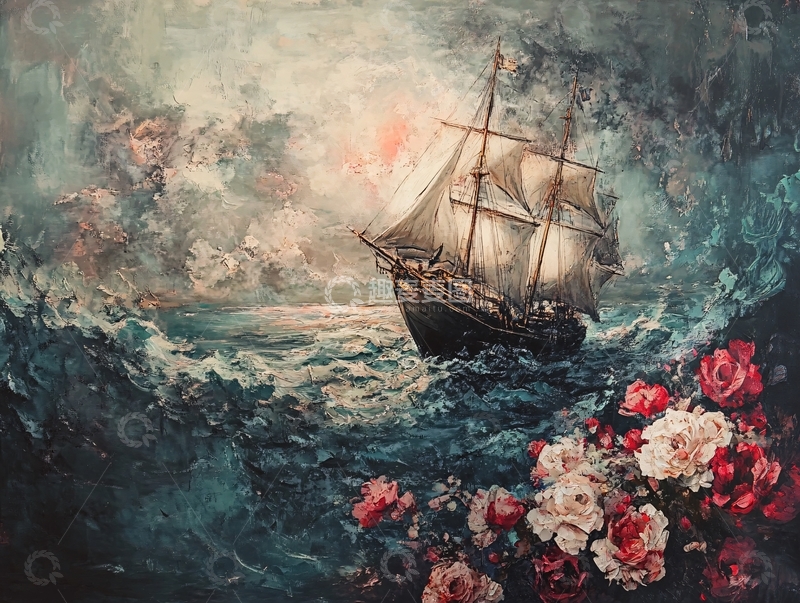 高清大图下载【趣麦麦图】暴风雨中的帆船