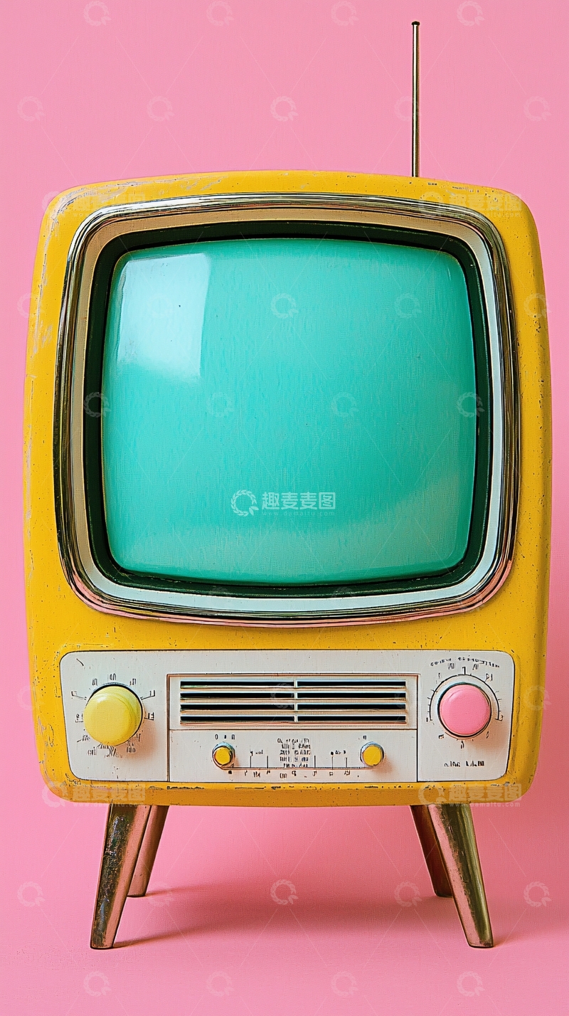 高清大图下载【趣麦麦图】复古黄色电视机