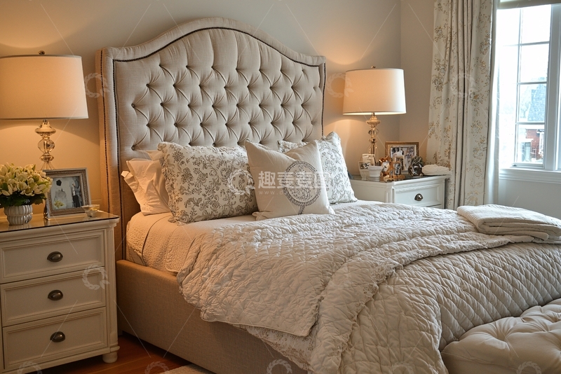 高清大图下载【趣麦麦图】温馨舒适的米色系卧室