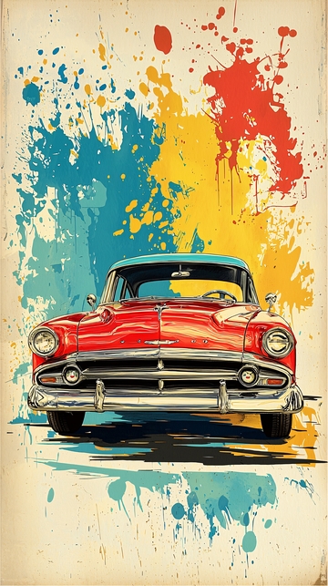 复古红车彩墨溅射