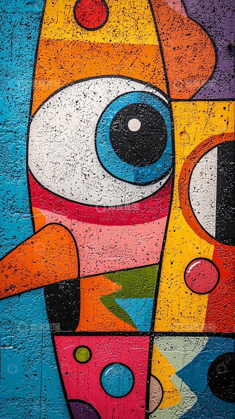 高清大图下载【趣麦麦图】墙面彩绘抽象艺术