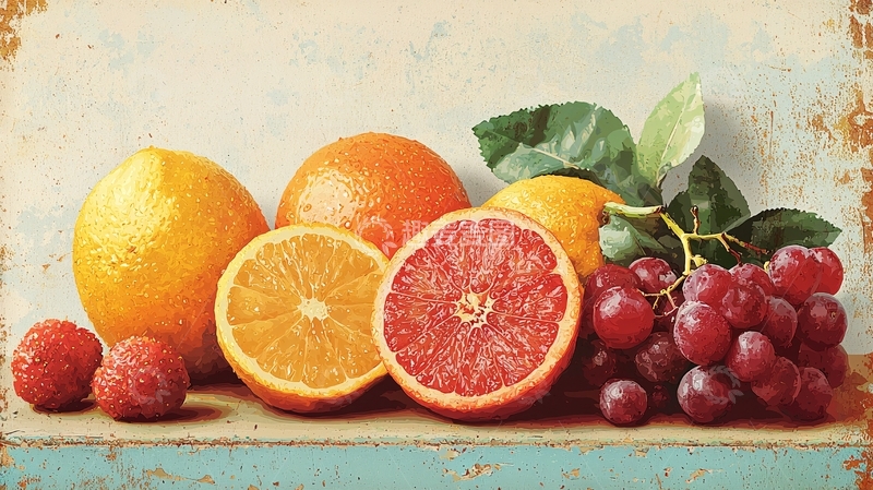 高清大图下载【趣麦麦图】静物油画水果