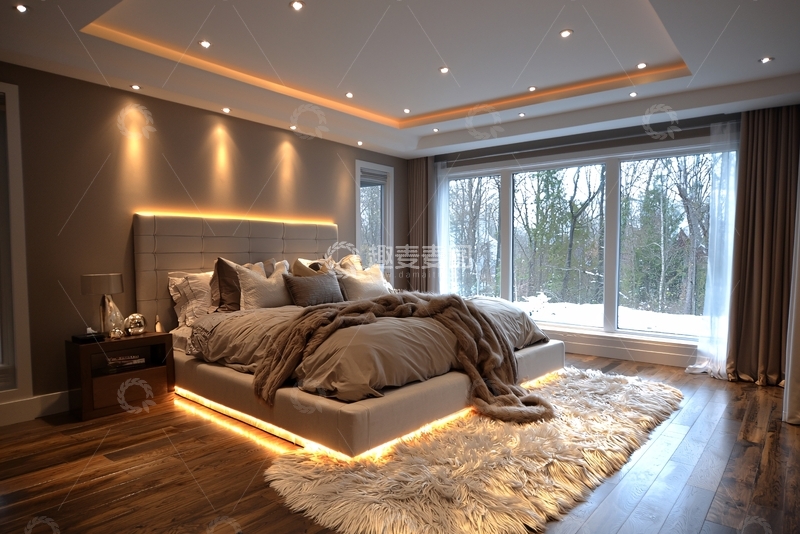 高清大图下载【趣麦麦图】-温馨舒适现代卧室