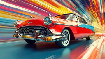 高速行驶的复古老爷车