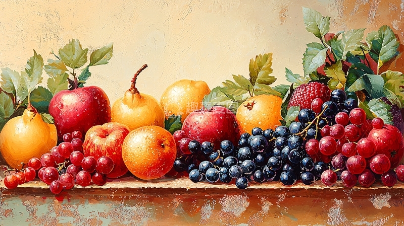 高清大图下载【趣麦麦图】静物油画水果绘画