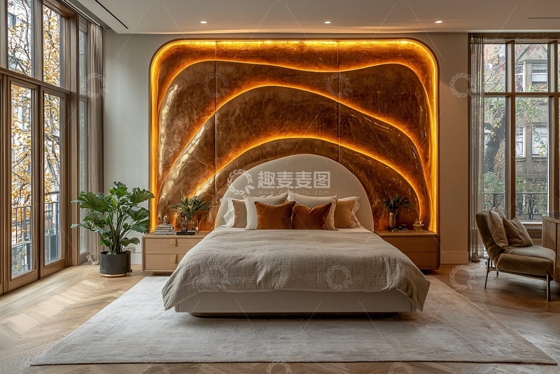 高清大图下载【趣麦麦图】现代卧室背景墙设计