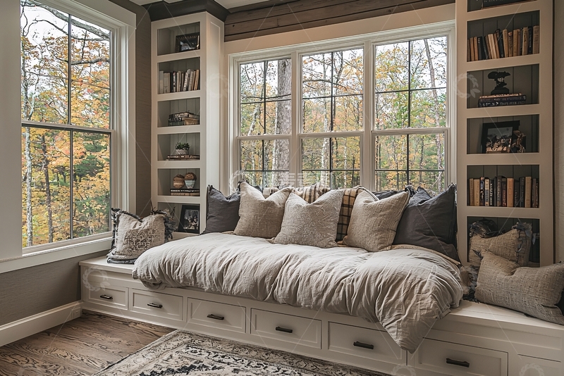 高清大图下载【趣麦麦图】飘窗榻榻米休闲区