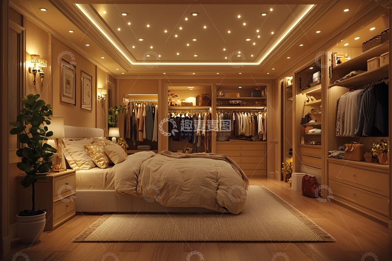 高清大图下载【趣麦麦图】温馨卧室衣帽间设计