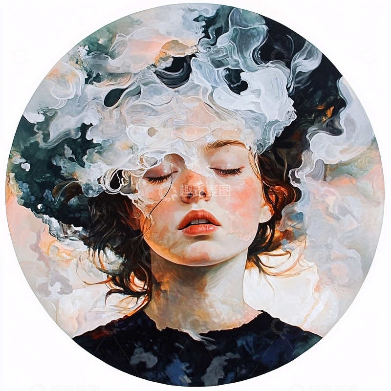 高清大图下载【趣麦麦图】唯美意境女子油画