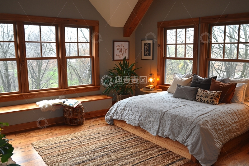 高清大图下载【趣麦麦图】原木卧室6