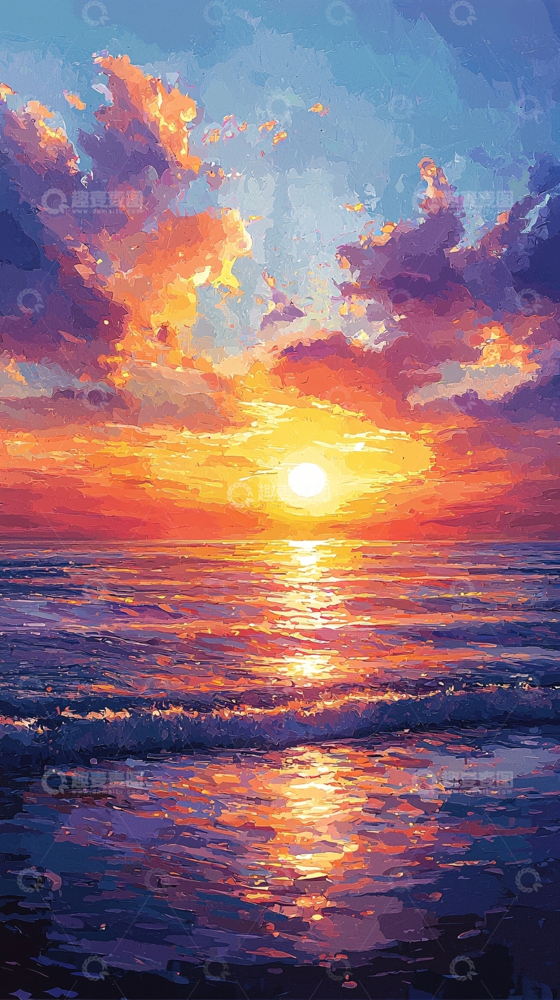 高清大图下载【趣麦麦图】海边日落晚霞风景