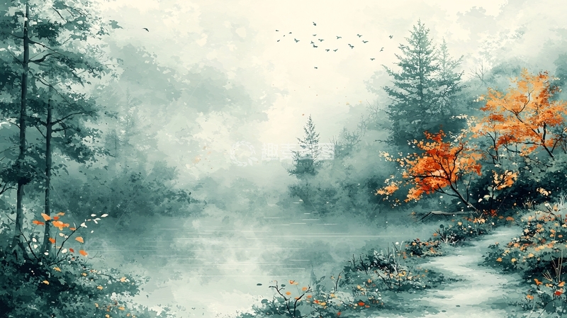 高清大图下载【趣麦麦图】朦胧森林意境图