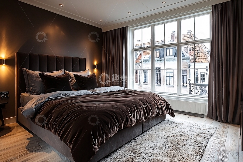 高清大图下载【趣麦麦图】深色系卧室装修