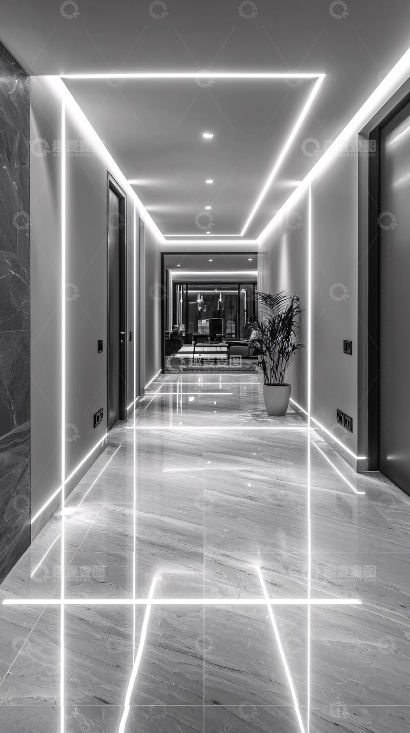 高清大图下载【趣麦麦图】现代简约走廊灯光设计