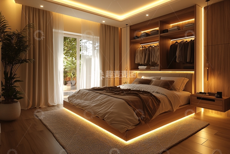 高清大图下载【趣麦麦图】温馨舒适现代卧室