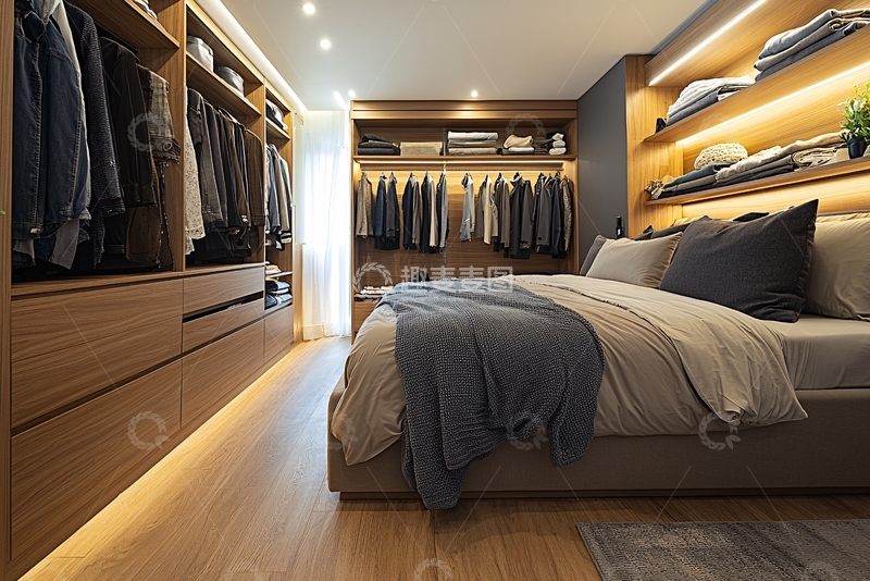 高清大图下载【趣麦麦图】现代简约卧室衣帽间