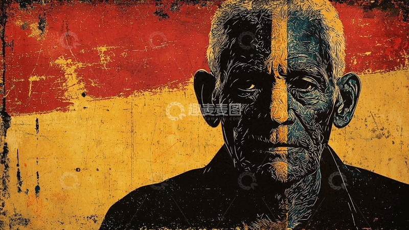 高清大图下载【趣麦麦图】抽象老年人肖像