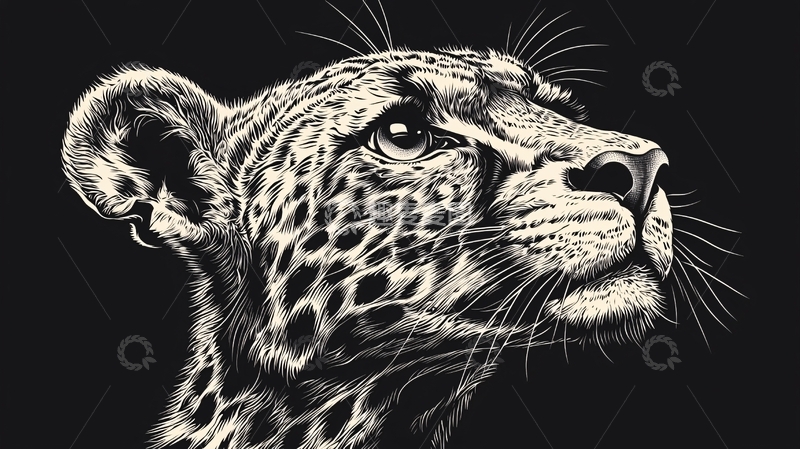 高清大图下载【趣麦麦图】黑白猎豹肖像