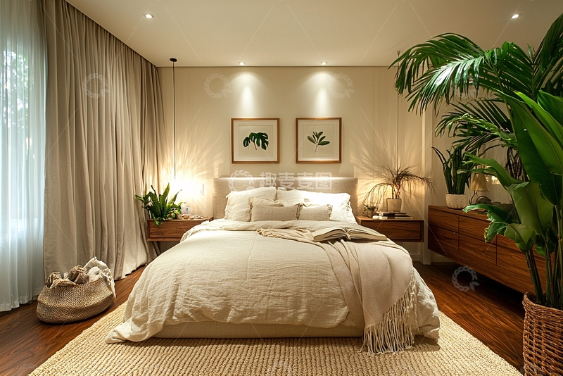 高清大图下载【趣麦麦图】温馨舒适现代卧室