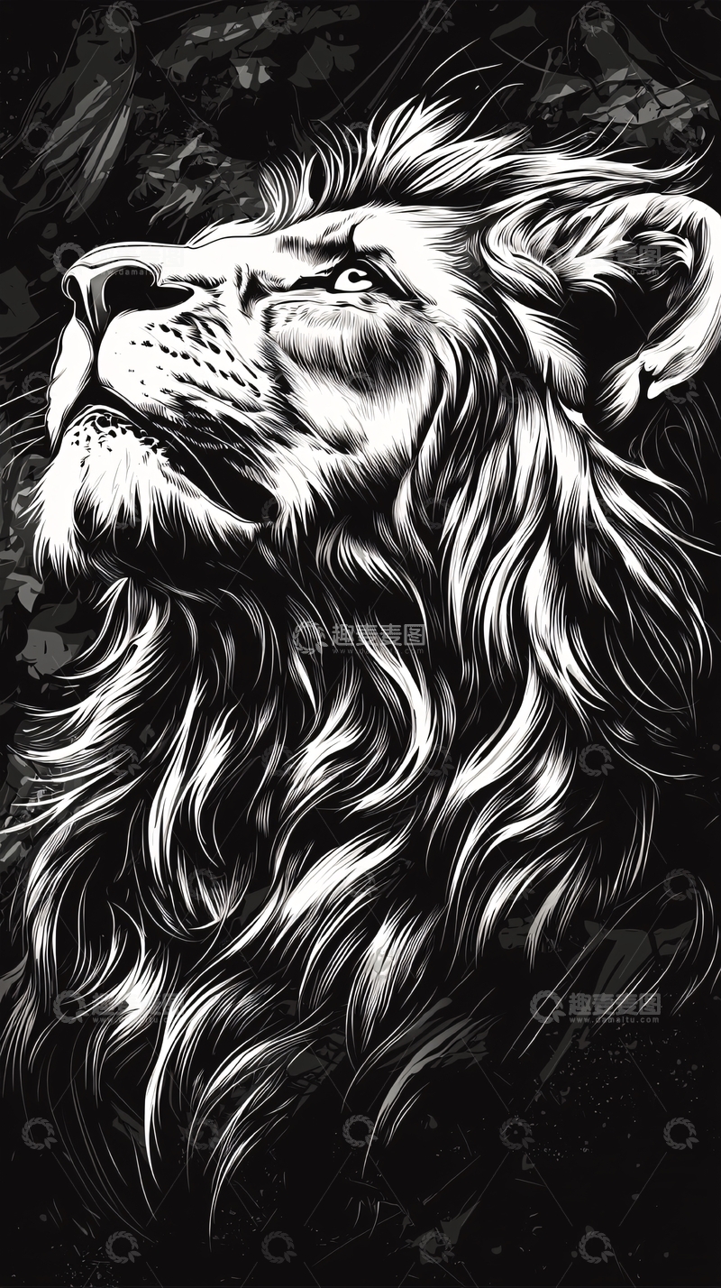 高清大图下载【趣麦麦图】霸气侧漏的黑白雄狮