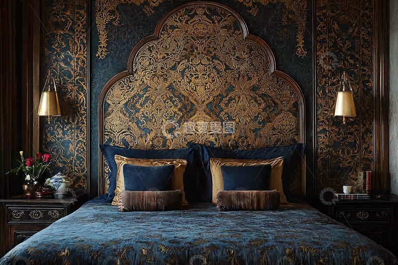 高清大图下载【趣麦麦图】暗色系奢华卧室