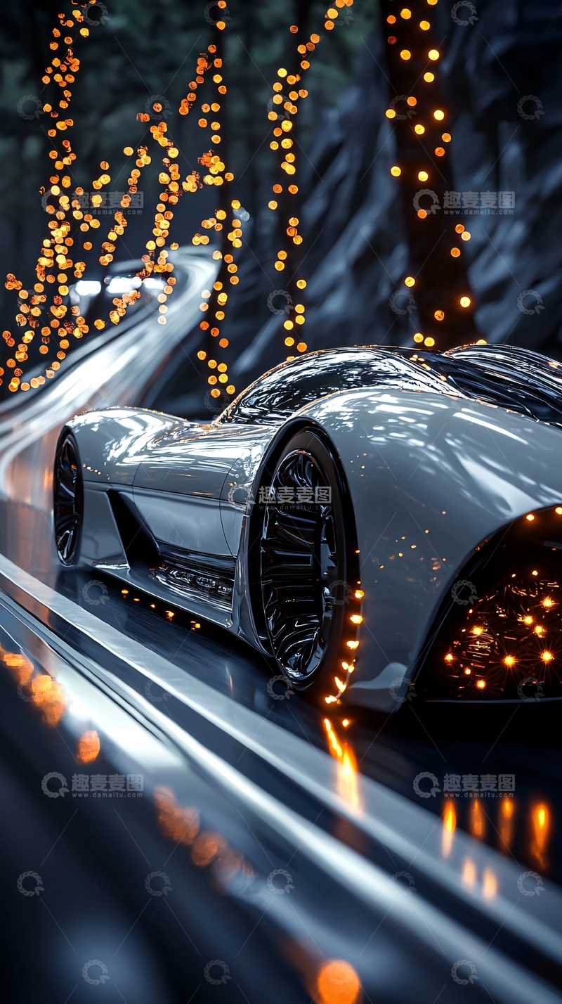 高清大图下载【趣麦麦图】炫酷跑车夜景灯光