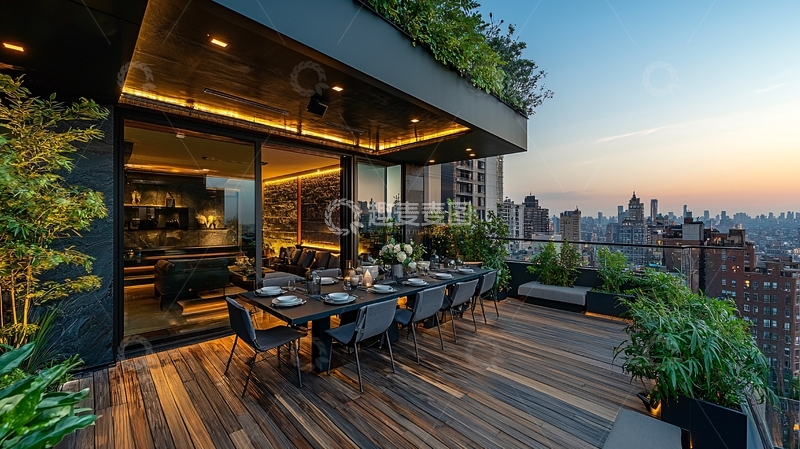 高清大图下载【趣麦麦图】现代都市顶层露台
