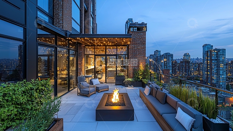 高清大图下载【趣麦麦图】夜景顶楼露台