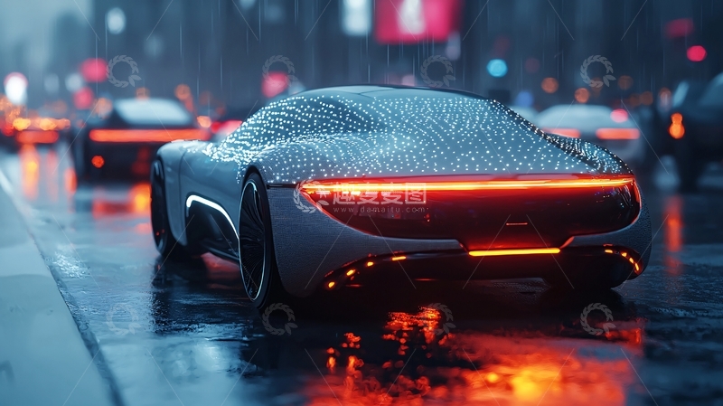 高清大图下载【趣麦麦图】雨夜城市跑车