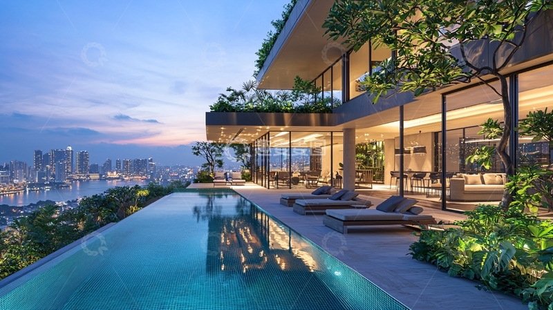 高清大图下载【趣麦麦图】高端别墅夜景