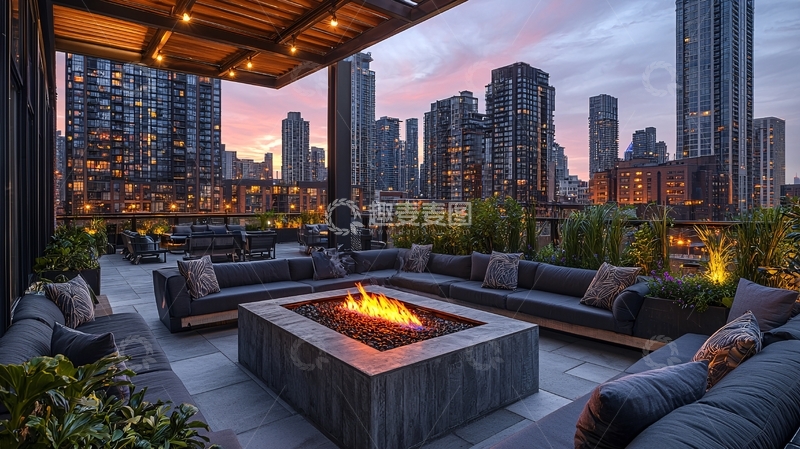 高清大图下载【趣麦麦图】城市夜景露台