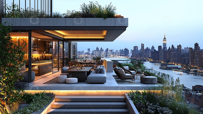 高清大图下载【趣麦麦图】城市景观露台休息区