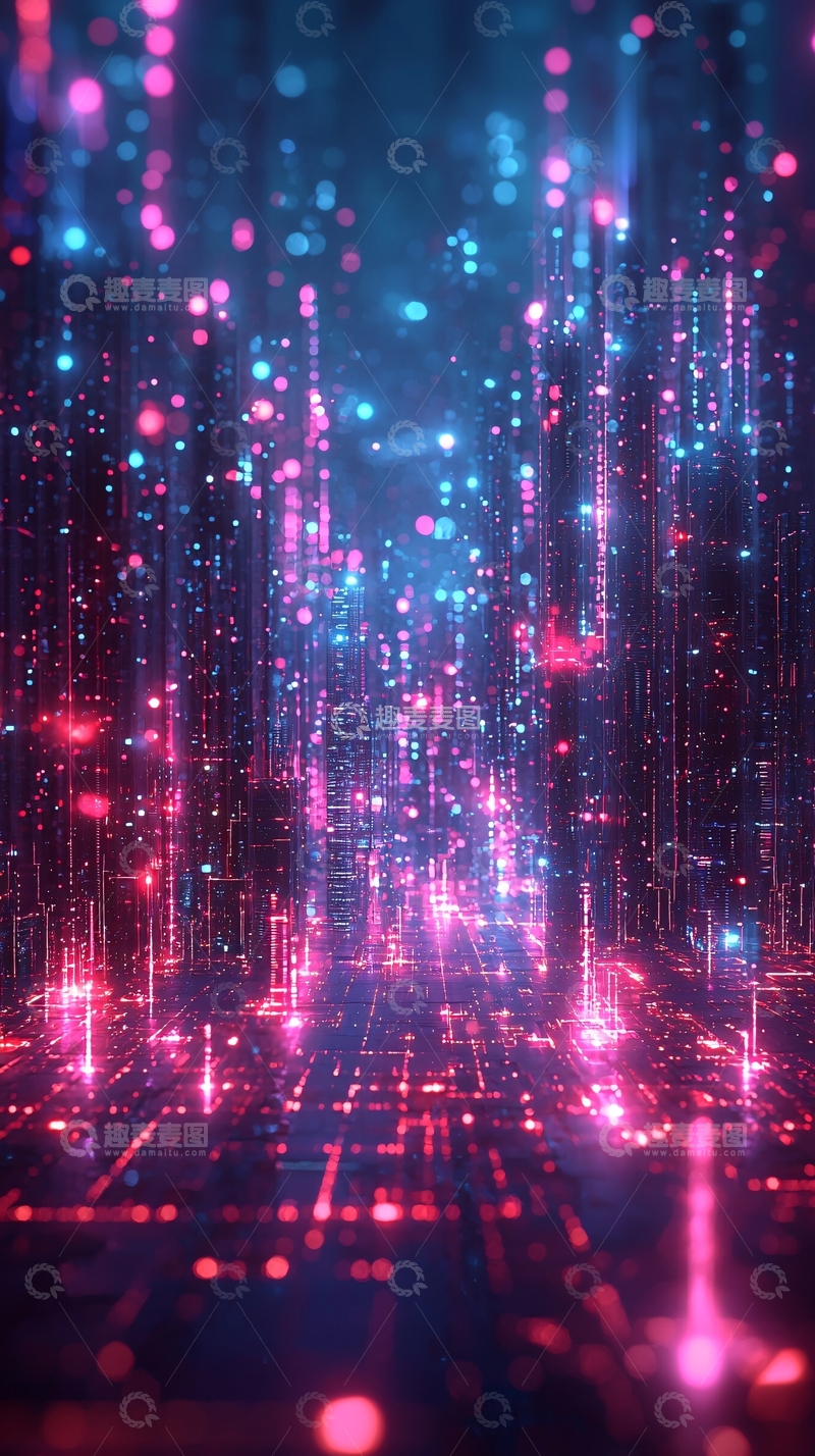 高清大图下载【趣麦麦图】霓虹闪烁的未来都市
