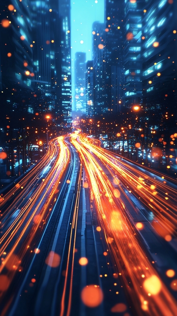 光影流动的都市夜景