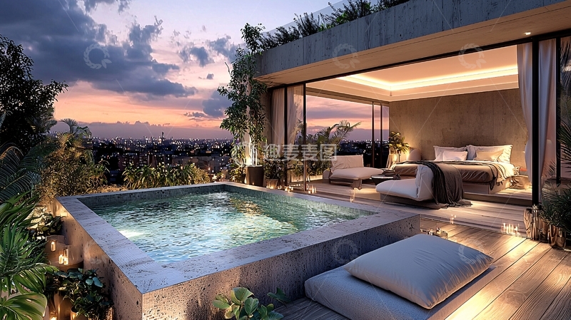 高清大图下载【趣麦麦图】顶层公寓私人泳池