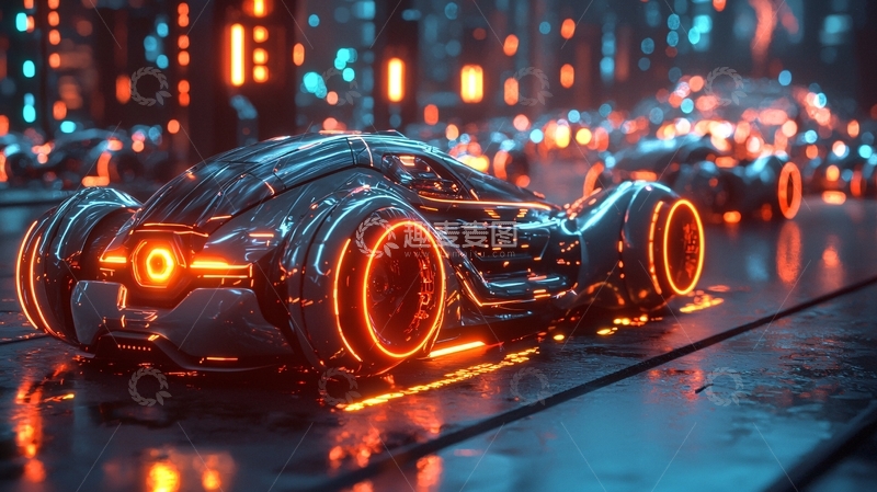 高清大图下载【趣麦麦图】未来都市赛车